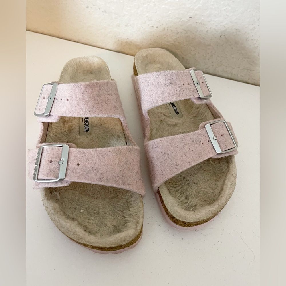 Birkenstock Arizona Rivet Wool Soft pastel Pink Sandals 8-8.5 US/ 39 EUR - Picture 9 of 17